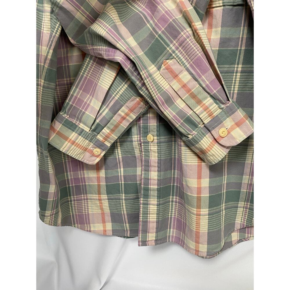 Polo Ralph Lauren Mens XL Plaid Cream Purple Green Long Sleeve Thick Button Up - Picture 5 of 9